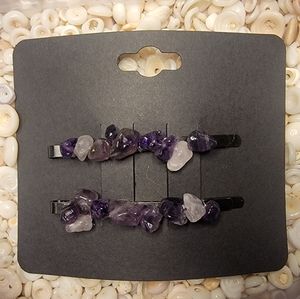GENUINE Amethyst Gemstone Hair Pin Set